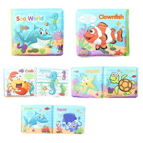 Waterproof Baby Bathtime Plastic Book, Baby Bath Toy, Kids Bathtime Learning Toy, Nontoxic, Learning Toy Book for Babies and Toddlers, Suitable Size For Babies To Hold, Sea World, Square