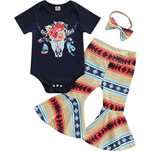 CIYCUIT Baby Girl Clothes 0 3 6 9 12 18 24 Months Newborn Romper Bell Bottoms Outfits