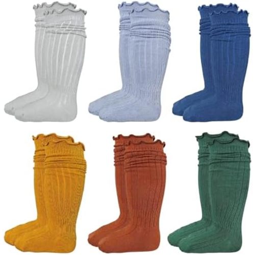 MINI PANDA 6 Pairs of Baby Socks, Toddler Knee-High Socks for Boys and Girls