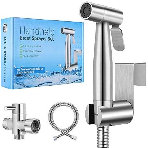 【New Version】Handheld Bidet Toilet Sprayer, Premium Stainless Steel Bathroom Bidet Sprayer Set, Baby Cloth Diaper Sprayer with Superior Complete Accessories, Support Wall or Toilet Mount