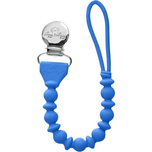 Itzy Ritzy Silicone Pacifier Clip 100% Food Grade Silicone Pacifier Strap with Clip Keeps Pacifiers, Teethers & Small Toys in Place Features One-Piece Design & Silicone Cord (Hero Blue)