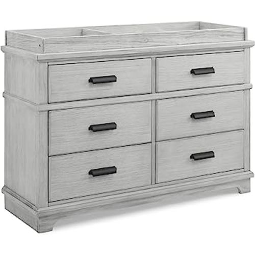 Delta Children Simmons Kids Asher 6 Drawer Dresser with Changing Top, Fully Assembled, Greenguard Gold Certified, Rustic Mist