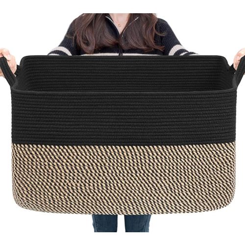 Goodpick Woven Baskets for Organizing, 18" x 14" x 12" Wicker Laundry Basket with Handles, Decorative Toy Baskets Storage Kids, Blanket Basket for Living Room, Bedroom