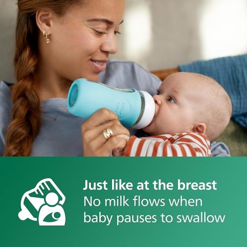 Philips Avent Glass Natural Bottle with Natural Response Nipple, Baby Gift Set, SCD858/01