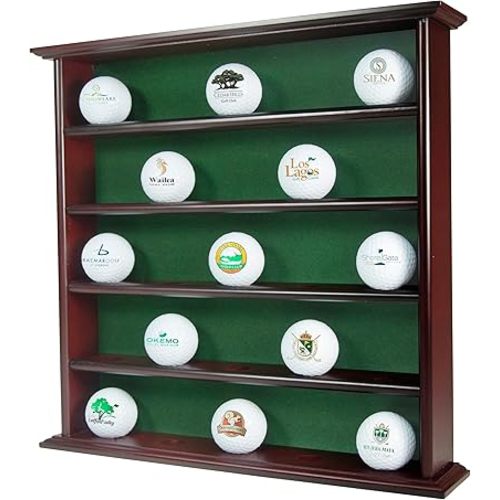 Mahogany Golf Ball Display Cabinet - Displays up to 25 Golf Balls