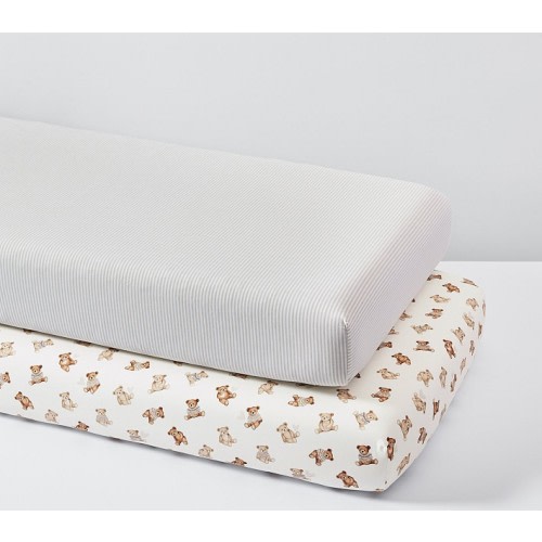 Teddy Bear Organic Crib Sheet Bundle - Set of 2