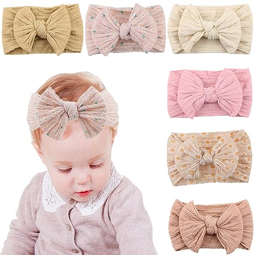 KIDOCHEESE Baby Girls Headbands with Bows Elastics Nylon Hair Bows Hairbands Hair Accessories for Newborn Infant Toddlers Kids