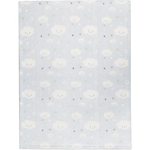 EVERYDAY KIDS Large Ultra Soft Fleece Baby Blanket for Boys; Fleece Toddler Boy Blanket Measures 30 x 40”; Pastel Blue Clouds and Star Sky Design