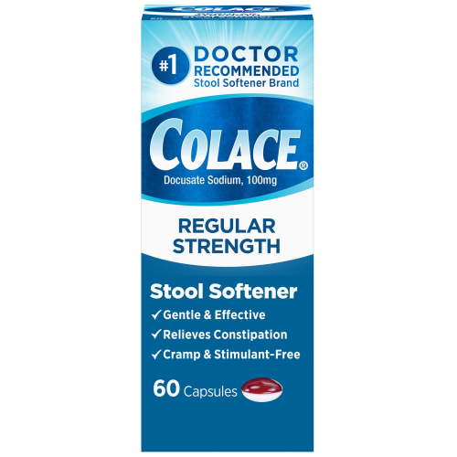 Colace Regular Strength Constipation Relief, Capsules, 100mg, 60 Count HSA/FSA Eligible