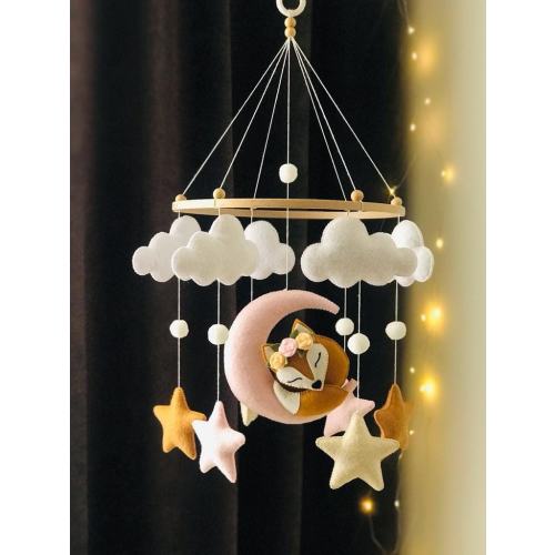 Fox mobile,fox theme,bebe crib mobile,baby shower decoration,baby girl nursery decor fox,minimalist mobile,boho mobile,the princess,newborn