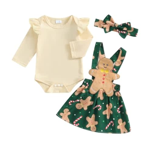 FIOMVA My First Christmas Baby Girl Outfit Newborn Romper Skirts Set Fall Winter Infant Christmas Dress Overall Clothes