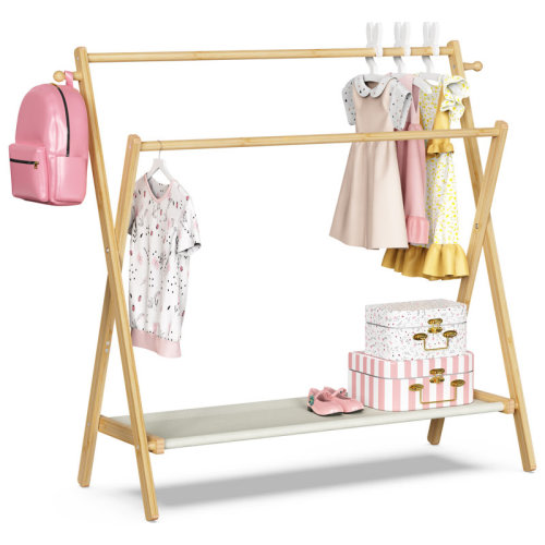 Winston Porter Pestana 41.5''W Foldable Kids Clothes Rack with Double Rods & Storage Shelf & Reviews | Wayfair
