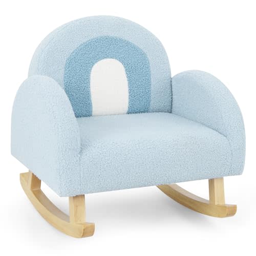 INFANS Kids Sofa, Toddler Rocking Chair with Solid Wooden Frame, Anti-Tipping Design, Plush Fabric, Children Armchair for Nursery Kindergarten Playroom Preschool, Gift for Boys Girls