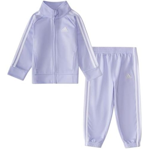 adidas Baby Girl's Zip Front Classic Tricot Jacket and Joggers Set