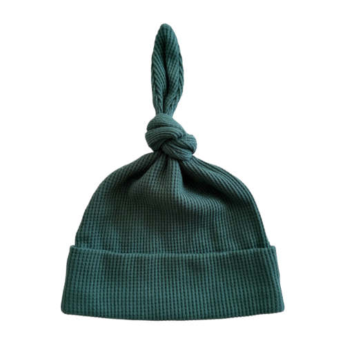 Organic Waffle Knot Beanie, Spruce