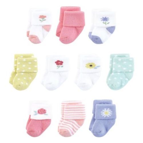 Touched By Nature Infant Girl Organic Cotton Socks, Flower Market, 0-6 Months