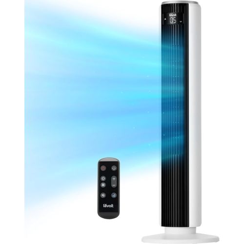 LEVOIT Tower Fan for Bedroom, 90° Oscillating Standing Fan with 28dB Quiet for Sleep, 25ft/s Velocity, 12H Timer, 5 Speeds 4 Modes, Remoter, Bladeless Room Fan for Home, Office, Indoor, 36 inch, White