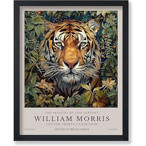 Monem Art William Morris Poster – Tiger Print – Botanical Art – Flower Poster – Floral Design – Jungle Creation – Great Office or Living Room Decor – 18x24 UNFRAMED Wall Print