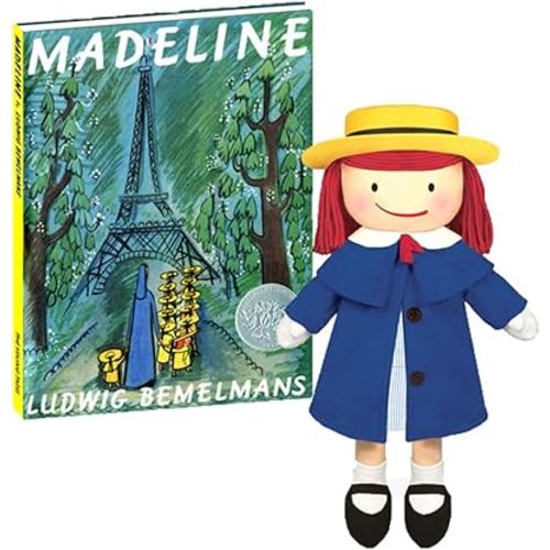 YOTTOY Madeline Doll from The Madeline Books 16 Inch Doll & Hardcover Madeline Book 8.5" x 12"