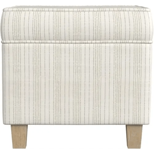 HomePop Home Decor Classic Square Storage Ottoman with Lift Off Lid | Ottoman with Storage for Living Room & Bedroom, Marigold Pinstripe Cream Fabric