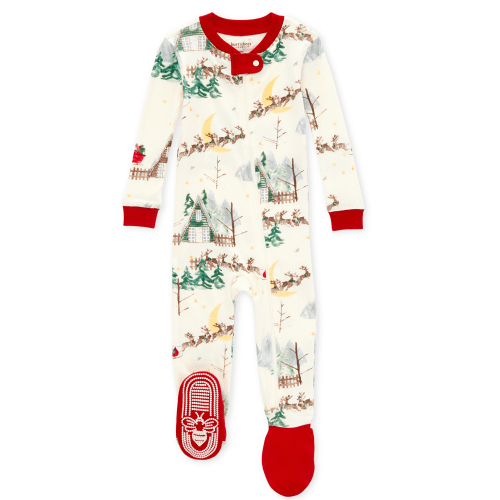 Organic Zip Footie, Santa's Sleigh