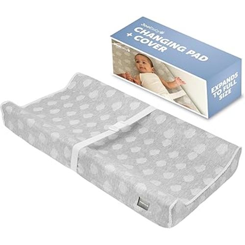 Jool Baby Soft Changing Pad + Washable Cover, Non-Slip - Fits Standard Changing Tables & Dressers (Gray)