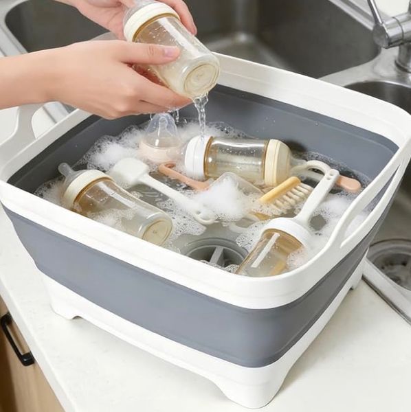 FOSJGO Collapsible Dish Basin with Drain Plug