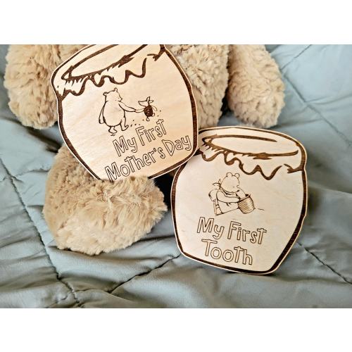 Classic Winnie the Pooh Custom Holiday/Special Occasion Baby Milestone Cards
