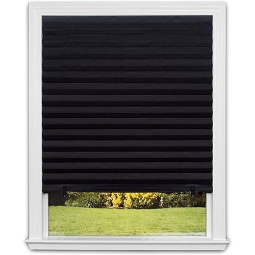 Redi Shade No Tools Original Blackout Pleated Paper Shade Black, 48" W x 72" L, 6 Pack