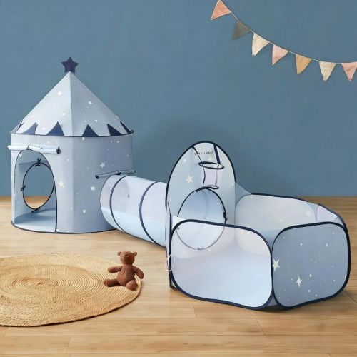 Tiny Land® Compact Adventure 3-in-1 Play Tunnel With no Balls - Blue