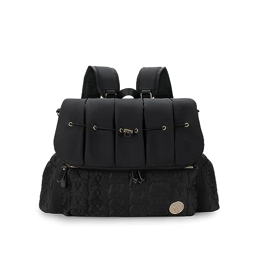 Lmbabter Diaper Bag Backpack Convertible Messenger Bag Travel Backpack Maternity Bags Stylish Baby Bag with Changing Pad for Mom (Black)