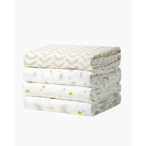 4 packs of Bling Star Soft Muslin Swaddle Blankets for baby