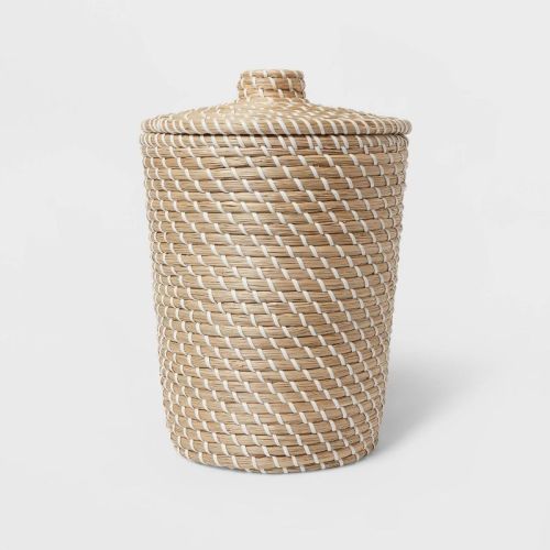 Solid Bathroom Wastebasket Tan - Threshold™: Bohemian Style, 13.19" Height, 568.1ml Capacity