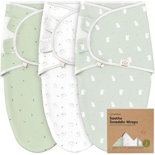3-Pack Organic Baby Swaddle Sleep Sacks - Newborn Swaddle Sack, Ergonomic Baby Swaddles 0-6 Months,Swaddles for Newborns, Baby Sleep Sack, Baby Swaddle Blanket Wrap,Baby Essentials(Bunnies, L)