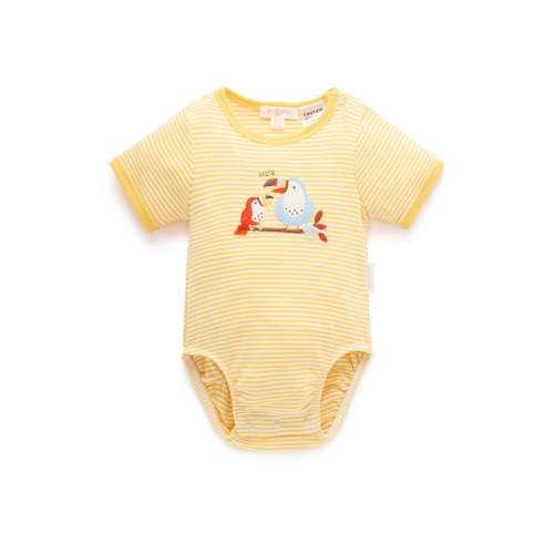 Yellow Talking Toucans Rib Bodysuit - Baby Bodysuits - Purebaby - Purebaby