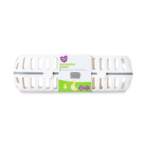 Parent's Choice BPA-Free Plastic White Dishwasher Basket with Flexi Silicone Panel