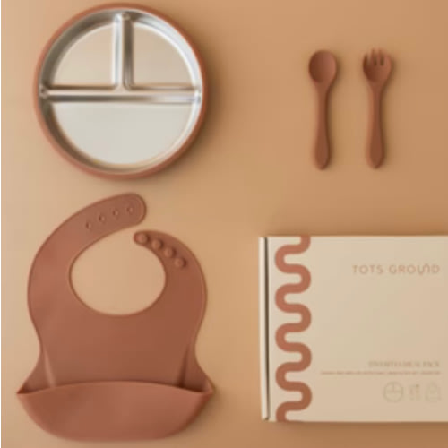 Stainless Steel Baby Feeding Set 6+ Months - Mocha Mousse