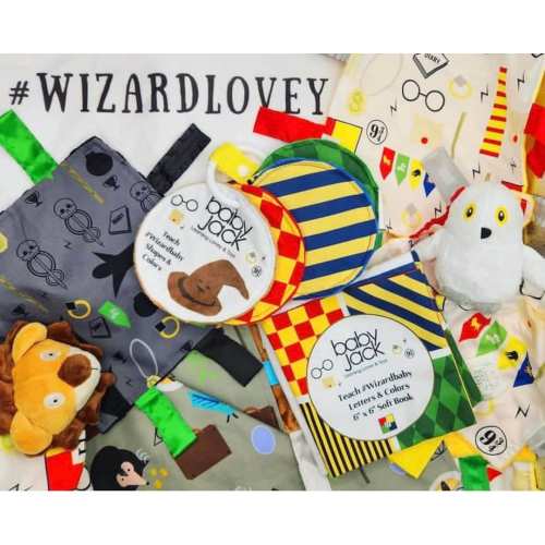 Baby Jack & Co Wizard Lovey Collection Sensory Tag Toys for Babies - Baby Crinkle Toys - Learn Shapes and Colors - BPA Free w/ Stroller Clip