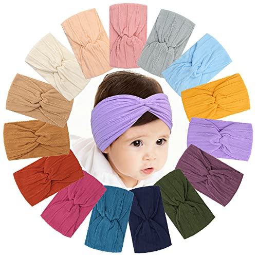 jollybows 20pcs Baby Headband Bows for Girls Newborn Soft Nylon Head Wraps Infant Headwrap Hair Accessories Toddler Kids - 2-Autumn colors