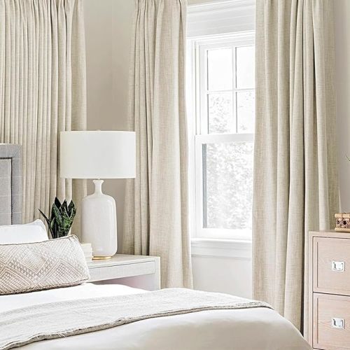 Blackout Linen Curtains Cream for Nursery