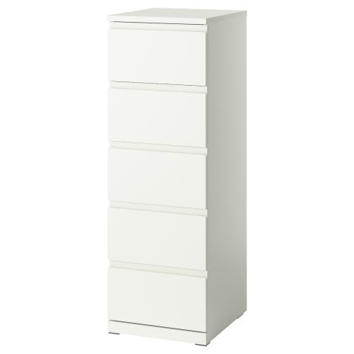 STORKLINTA 5-drawer chest - white/anchor/unlock function 15 3/4x18 7/8x47 1/4 "