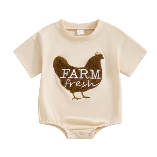 Lamuusaa Western Baby Girl Boy Clothes Cow Print Embroidery Romper Short Sleeve Bodysuit One Piece Summer Clothes