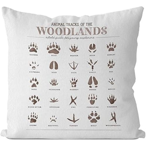 IWXYI Woodland Pillow Covers,Animal Tracks Pillow Covers 18X18,Woodland Nursery Decor,Animal Tracks Woodland Throw Pillow Covers,Woodland Animal Tracks Decorative Pillowcase