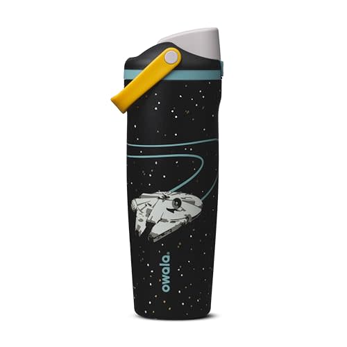 Owala Star Wars FreeSip Sway Insulated Stainless Steel Water Bottle with Two-Way Spout, Built-In Straw and Bucket Handle, School, and Sports, 30oz, BPA Free, Leak Proof, Millennium Falcon