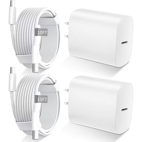 Phone Chargers iPhone Fast Charging,10 Ft Long USB C to USB C Cable Fast Charging Cord Type C Charger USBC Fast Charger Block for iPhone 17/Pro/Pro Max/17 Air/16/16 Pro/16 ProMax/15/Pro/ProMax,White