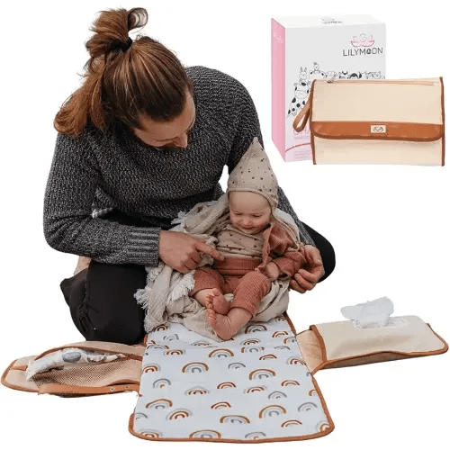 LilyMoon Portable Diaper Changing Pad — Non-Toxic, Oeko-TEX Certified - Designer Baby Changing Pad Portable Changing Pad for Baby, Foldable, Waterproof and Wipeable, Smart Travel Changing Pad