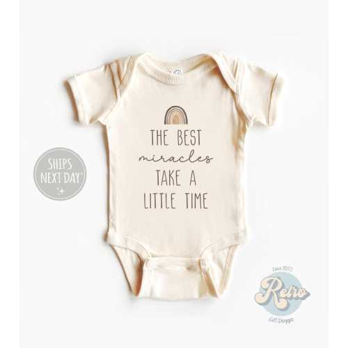 The Best Miracles Take A Little Time Bodysuit Retro Rainbow Baby Onesie® IVF Rainbow Baby Bodysuit IVF Baby Infertility Onesie®