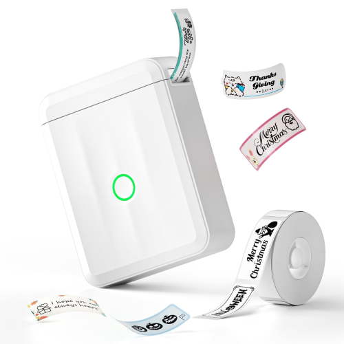 NIIMBOT Upgraded D110 Mini Portable Label Printer Inkless Labeler Sticker Bluetooth Rechargeable Thermal with Tape(White)