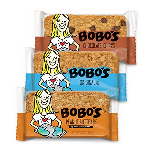Bobo's Lactation Oat Bars for Breastfeeding Moms, 12 Pack Variety includes Chocolate Chip, Original, and Peanut Butter Chocolate Chip