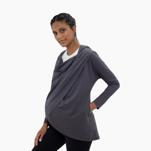 Ingrid and Isabel Active Wrap Sweatshirt - Asphalt, Xl